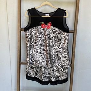 Premier Intimates 2 Piece Silky Animal Print Pajama Set Size Large 14-16